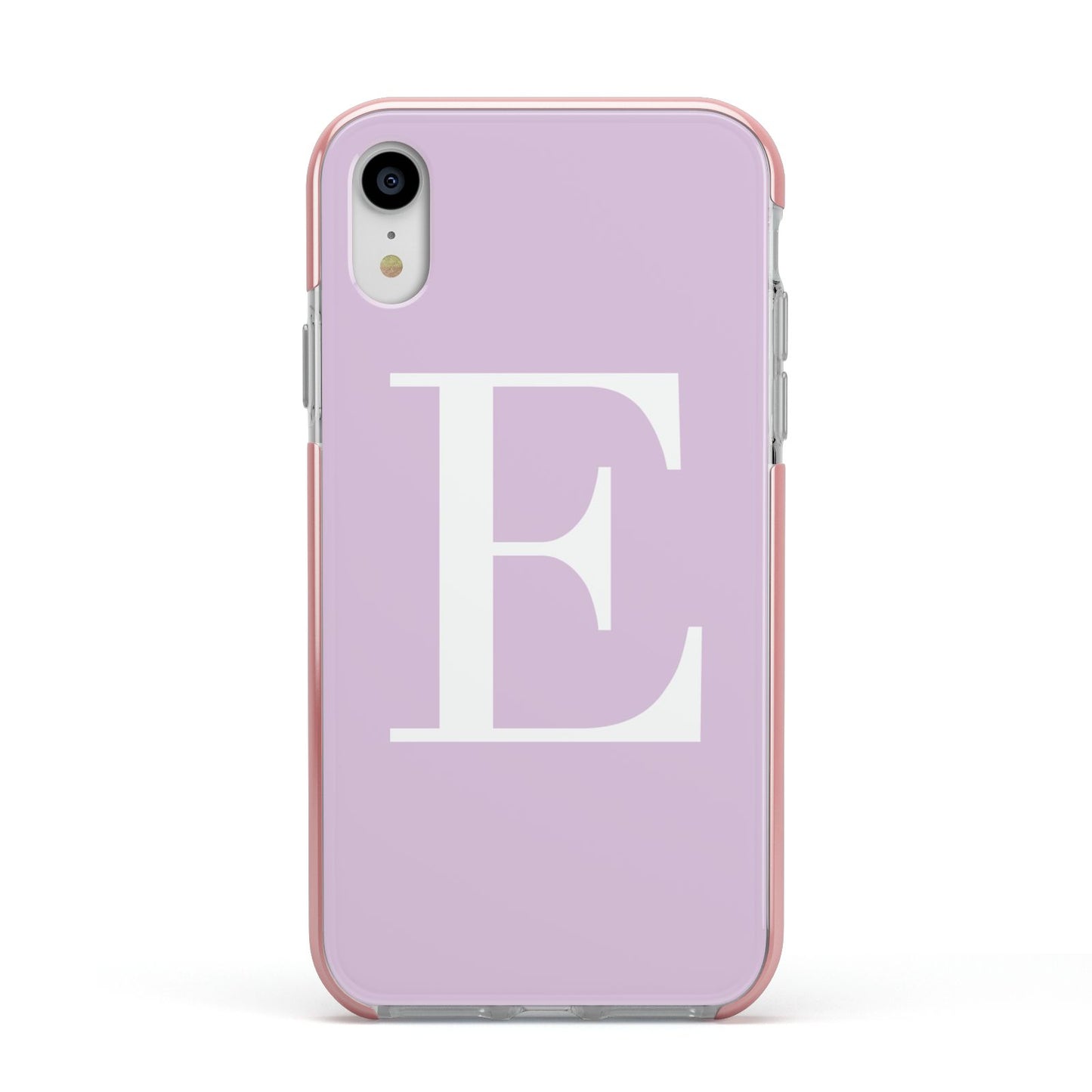 Personalised Purple Black Initial Apple iPhone XR Impact Case Pink Edge on Silver Phone