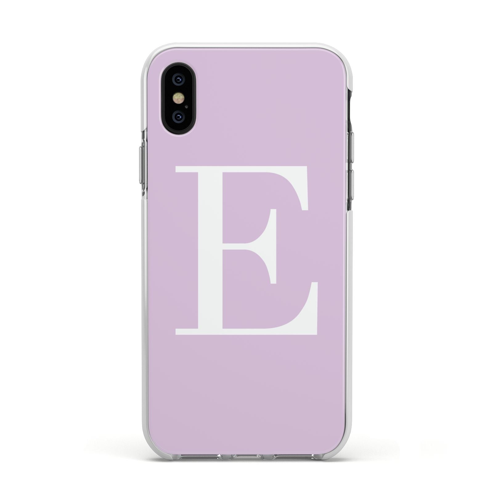 Personalised Purple Black Initial Apple iPhone Xs Impact Case White Edge on Black Phone