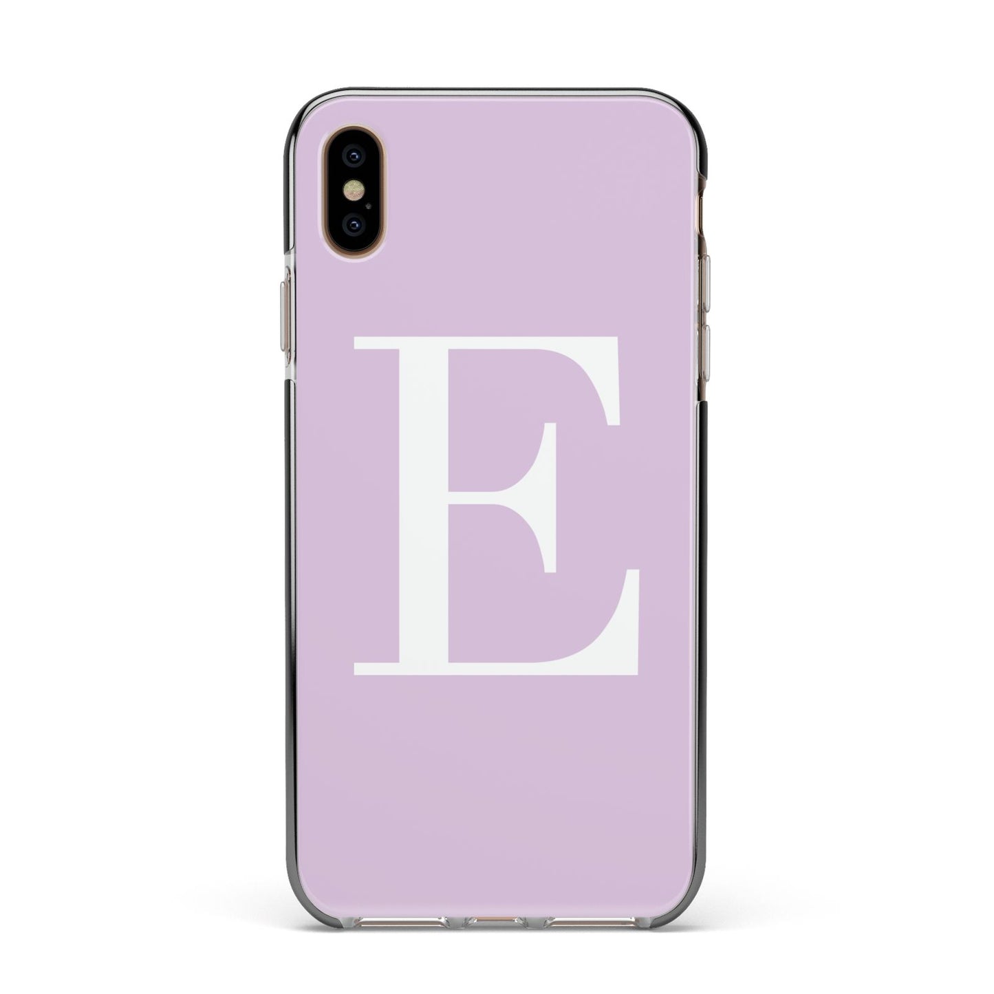 Personalised Purple Black Initial Apple iPhone Xs Max Impact Case Black Edge on Gold Phone