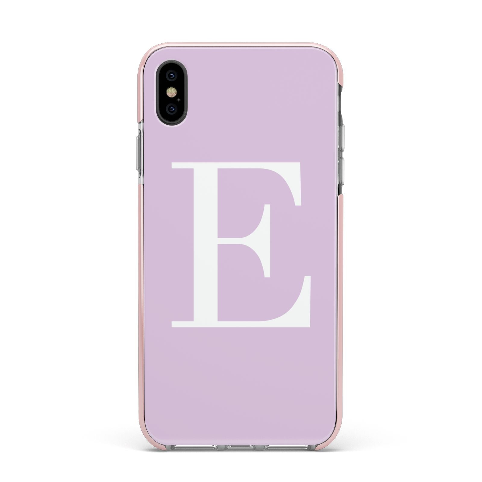 Personalised Purple Black Initial Apple iPhone Xs Max Impact Case Pink Edge on Black Phone