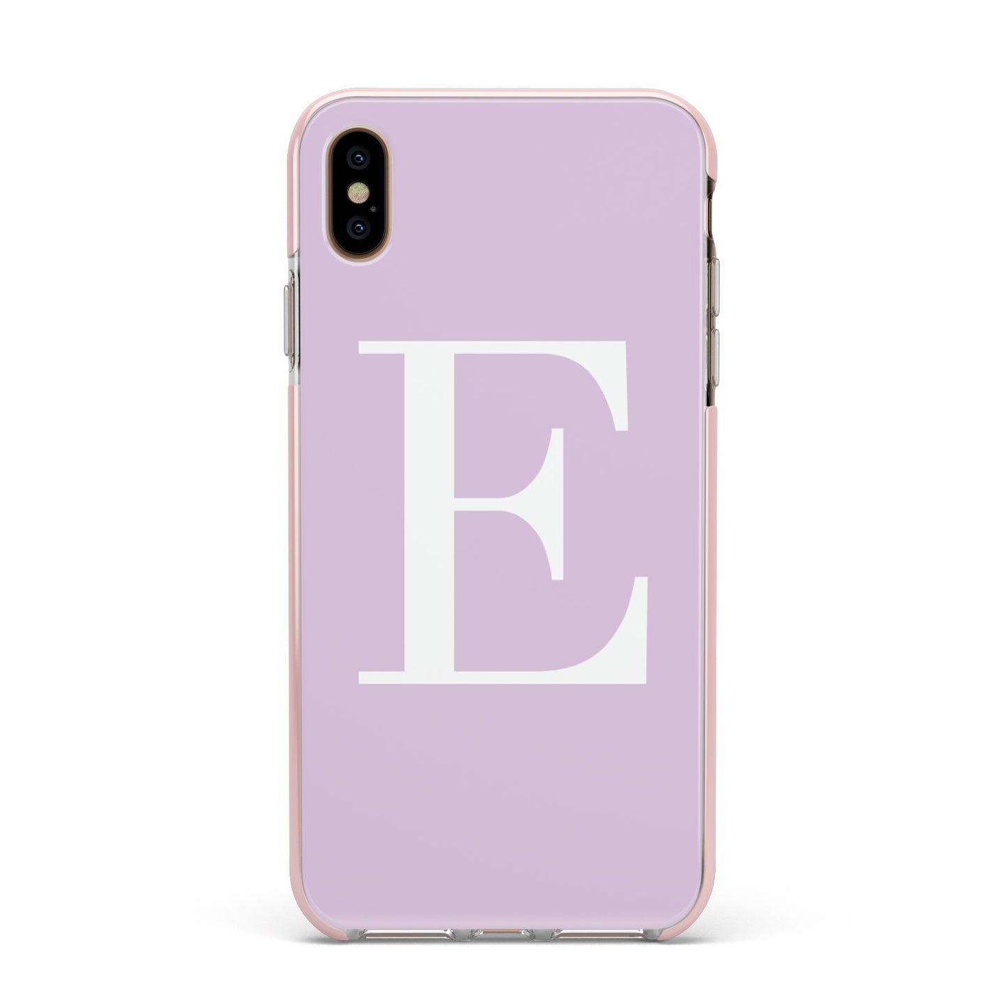 Personalised Purple Black Initial Apple iPhone Xs Max Impact Case Pink Edge on Gold Phone