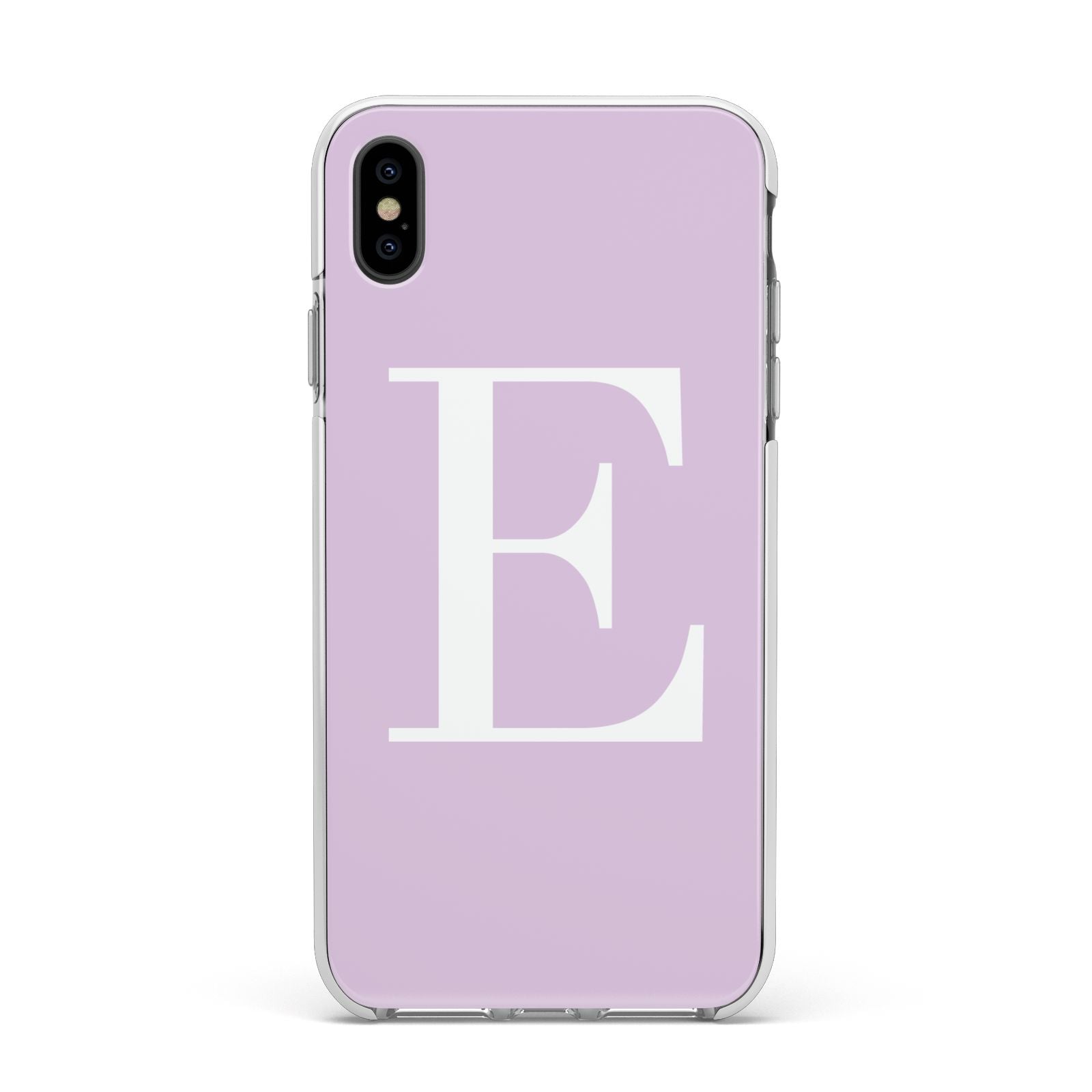 Personalised Purple Black Initial Apple iPhone Xs Max Impact Case White Edge on Black Phone