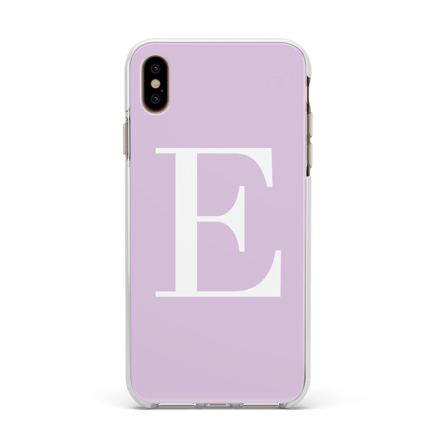 Personalised Purple Black Initial Apple iPhone Xs Max Impact Case White Edge on Gold Phone