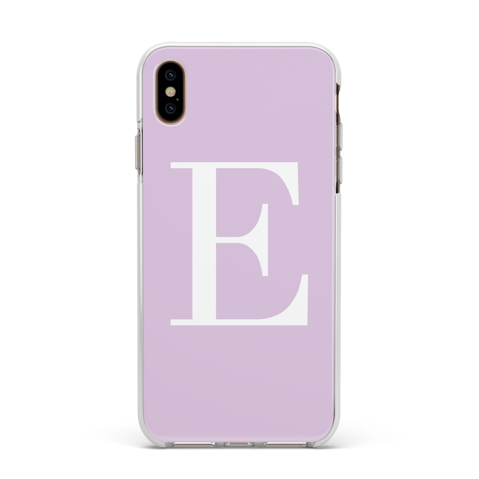 Personalised Purple Black Initial Apple iPhone Xs Max Impact Case White Edge on Gold Phone