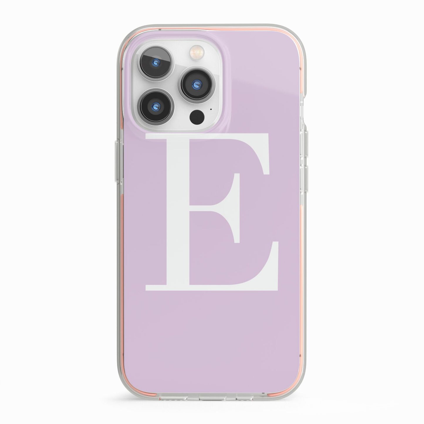 Personalised Purple Black Initial iPhone 13 Pro TPU Impact Case with Pink Edges