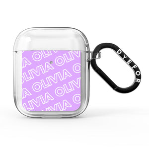 Personalised Purple Diagonal Name AirPods Case