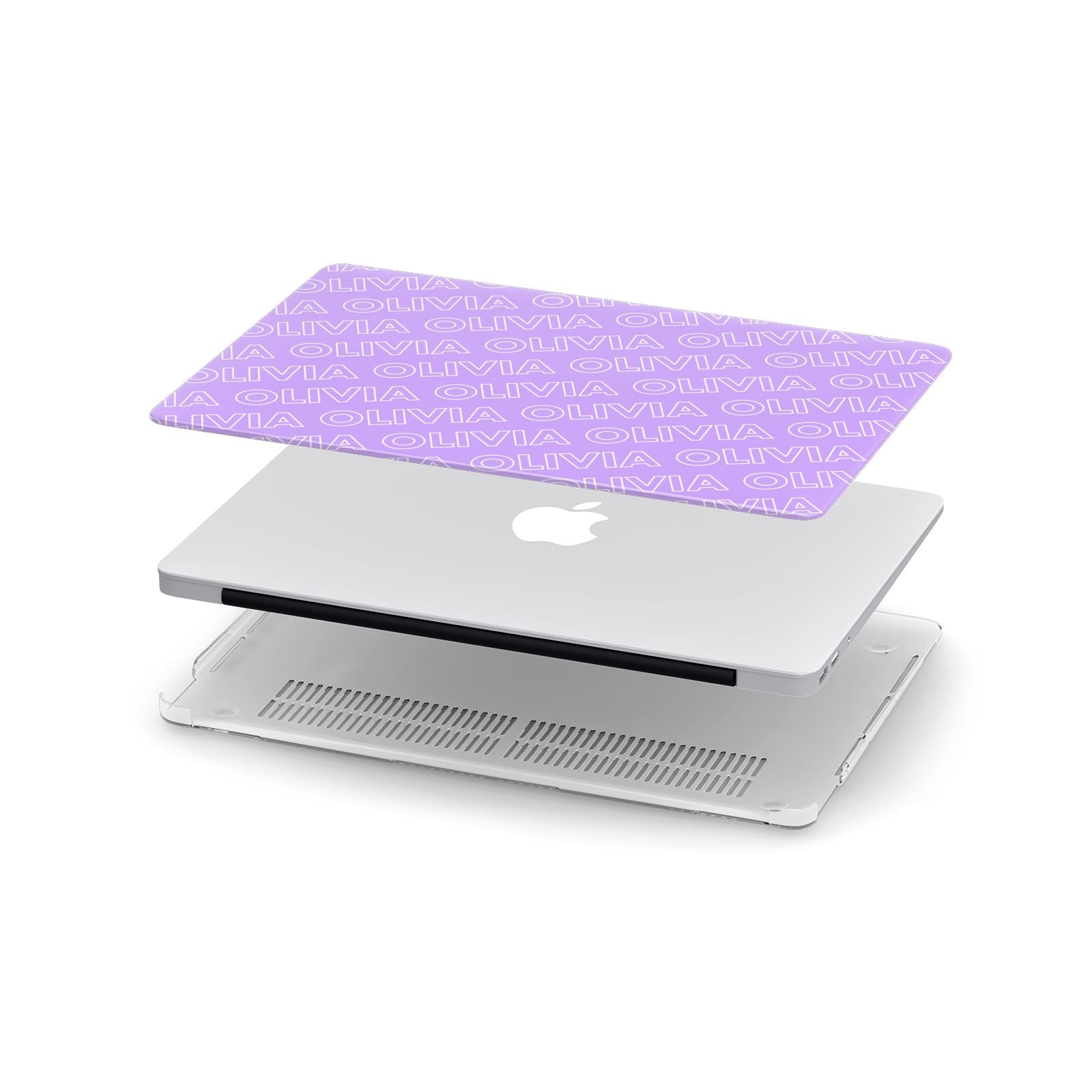 Personalised Purple Diagonal Name Apple MacBook Case in Detail