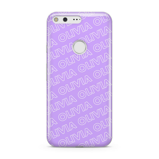 Personalised Purple Diagonal Name Google Pixel Case