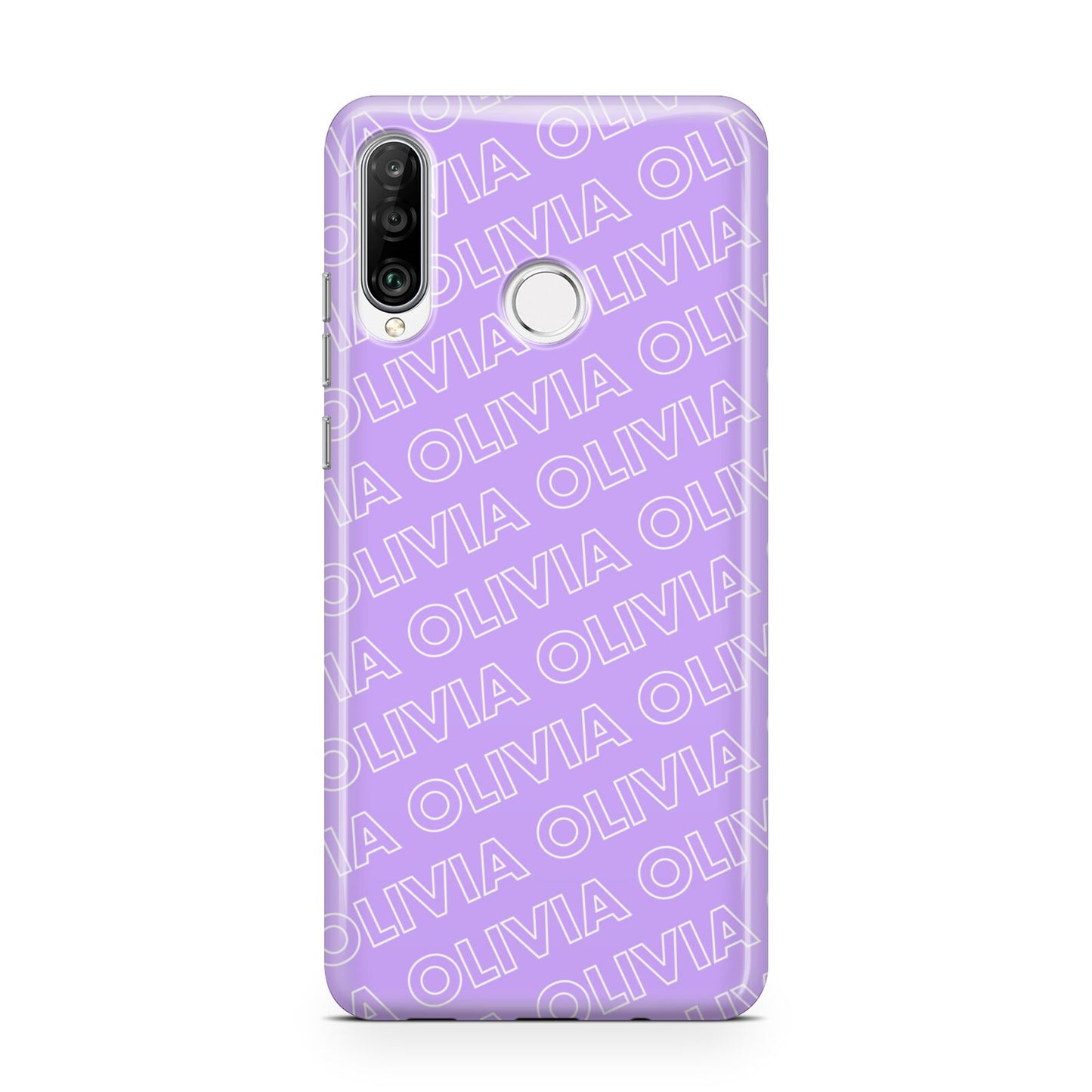 Personalised Purple Diagonal Name Huawei P30 Lite Phone Case