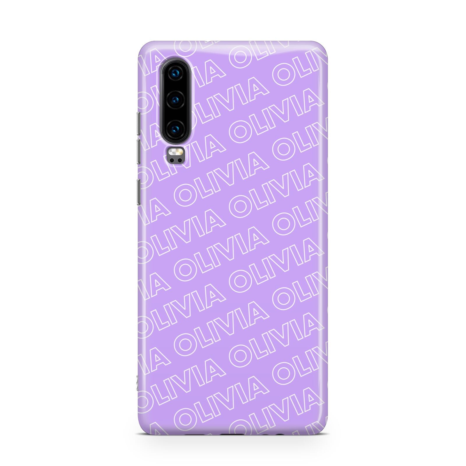 Personalised Purple Diagonal Name Huawei P30 Phone Case