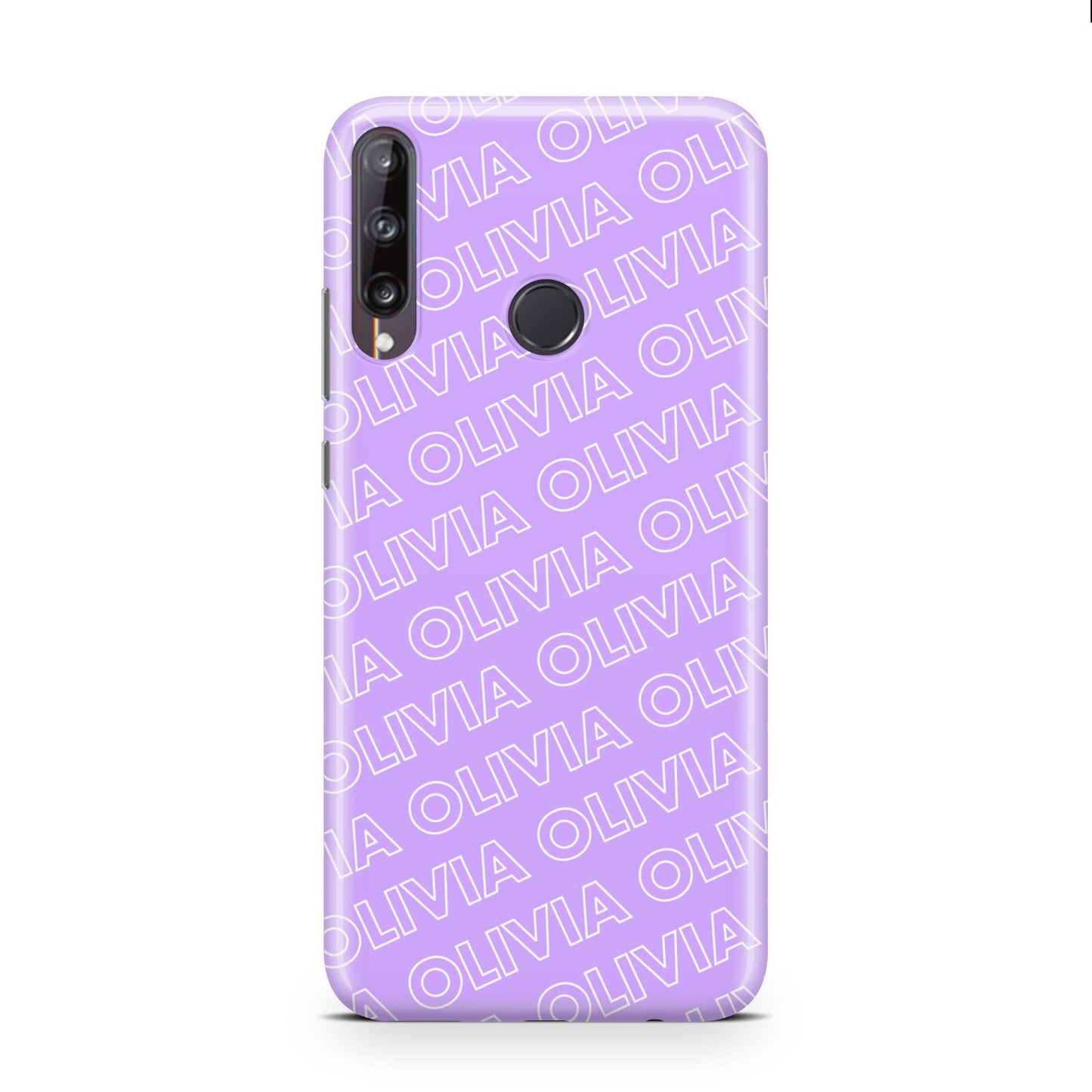 Personalised Purple Diagonal Name Huawei P40 Lite E Phone Case