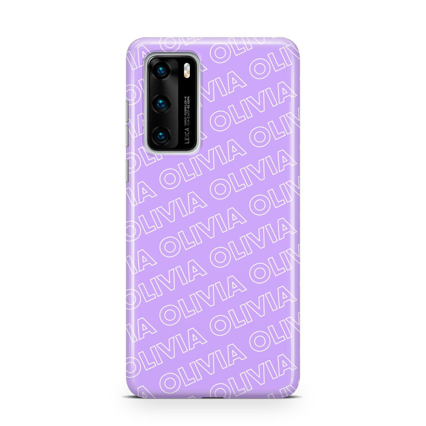 Personalised Purple Diagonal Name Huawei P40 Phone Case