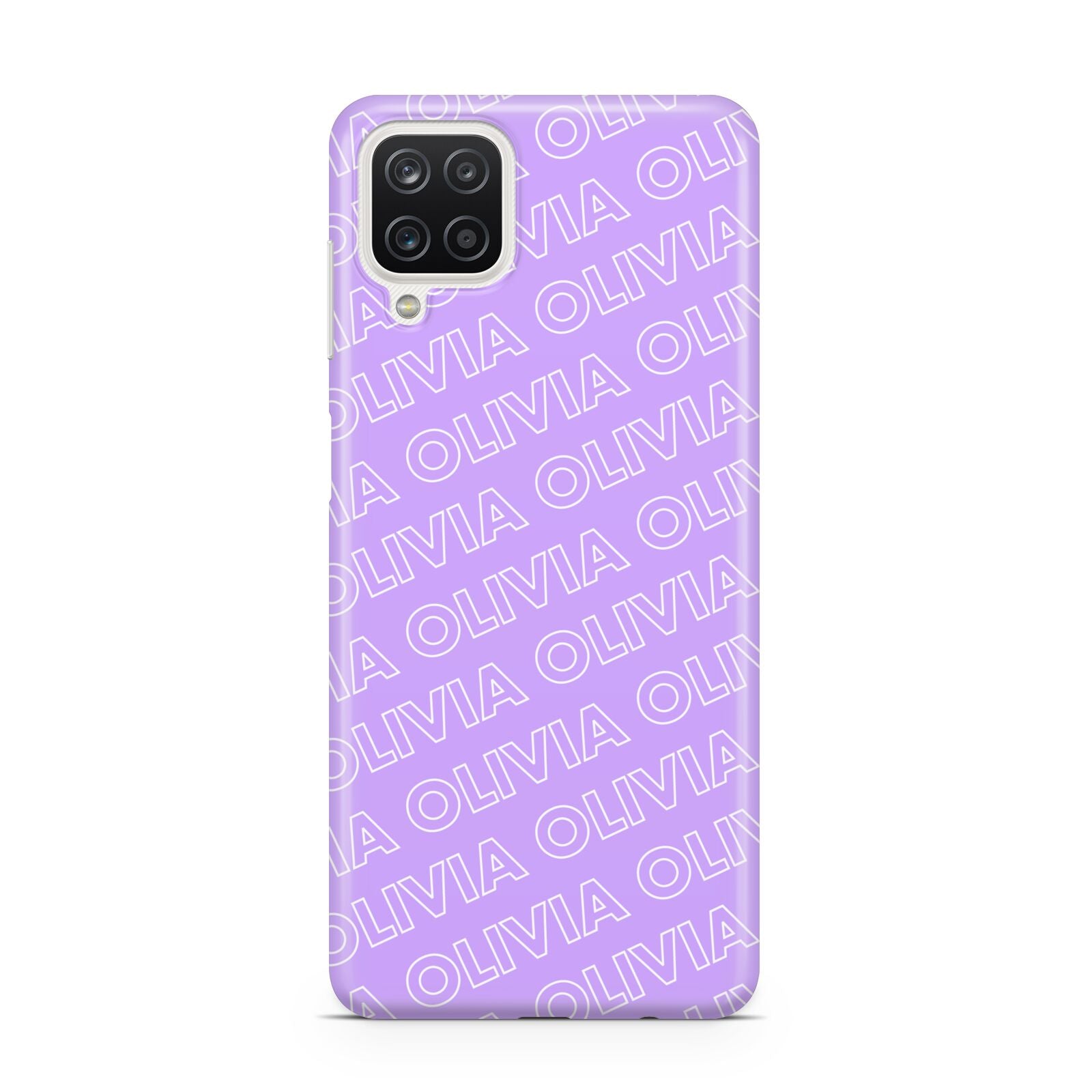 Personalised Purple Diagonal Name Samsung A12 Case