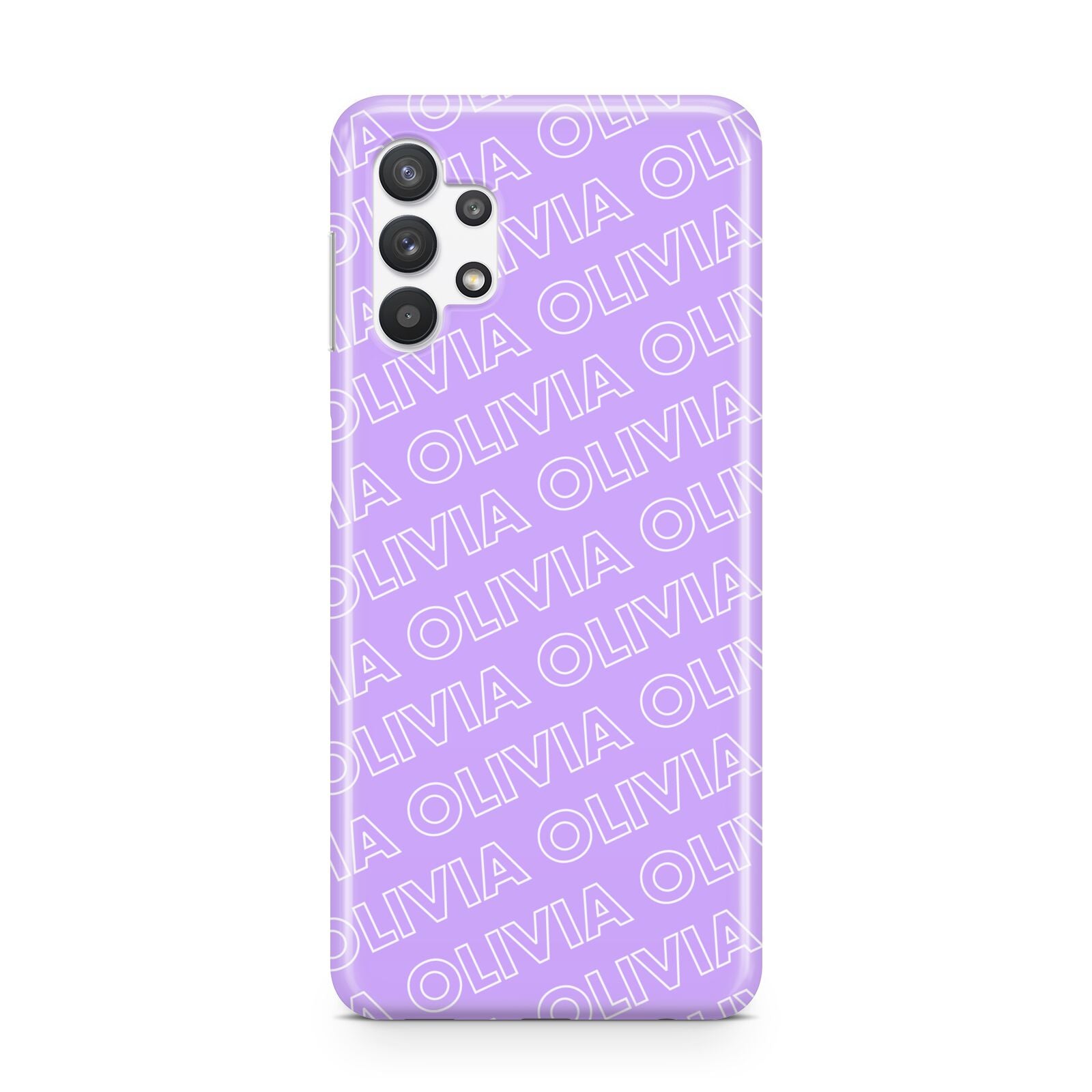 Personalised Purple Diagonal Name Samsung A32 5G Case