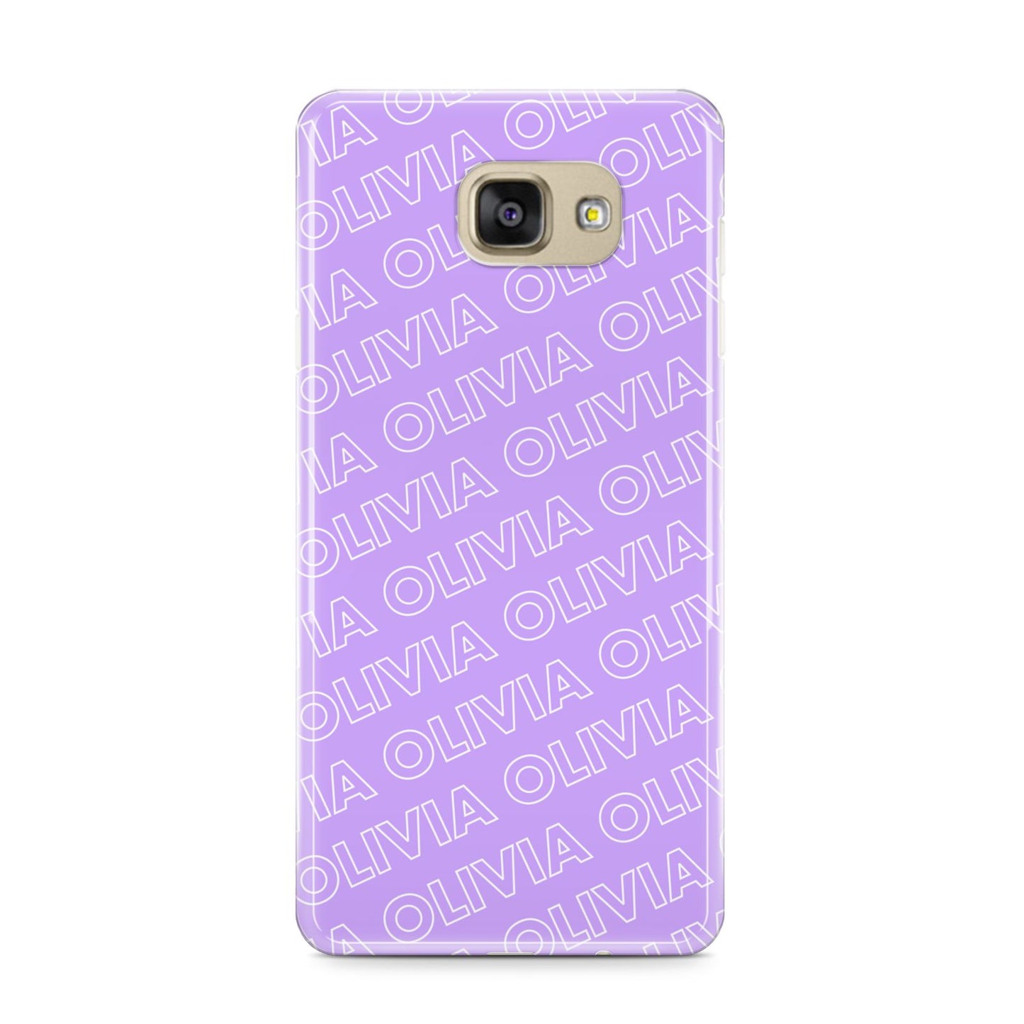 Personalised Purple Diagonal Name Samsung Galaxy A9 2016 Case on gold phone