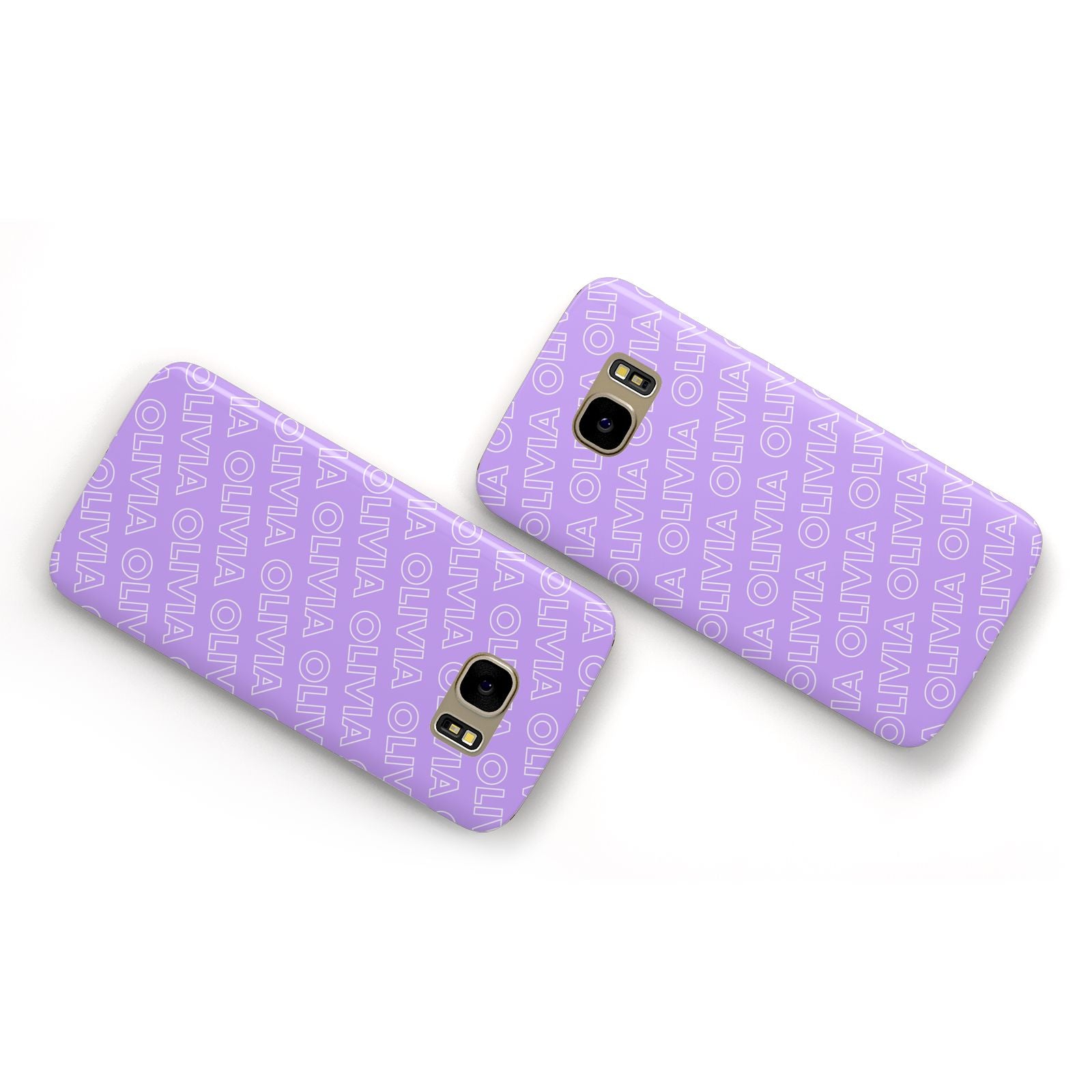 Personalised Purple Diagonal Name Samsung Galaxy Case Flat Overview