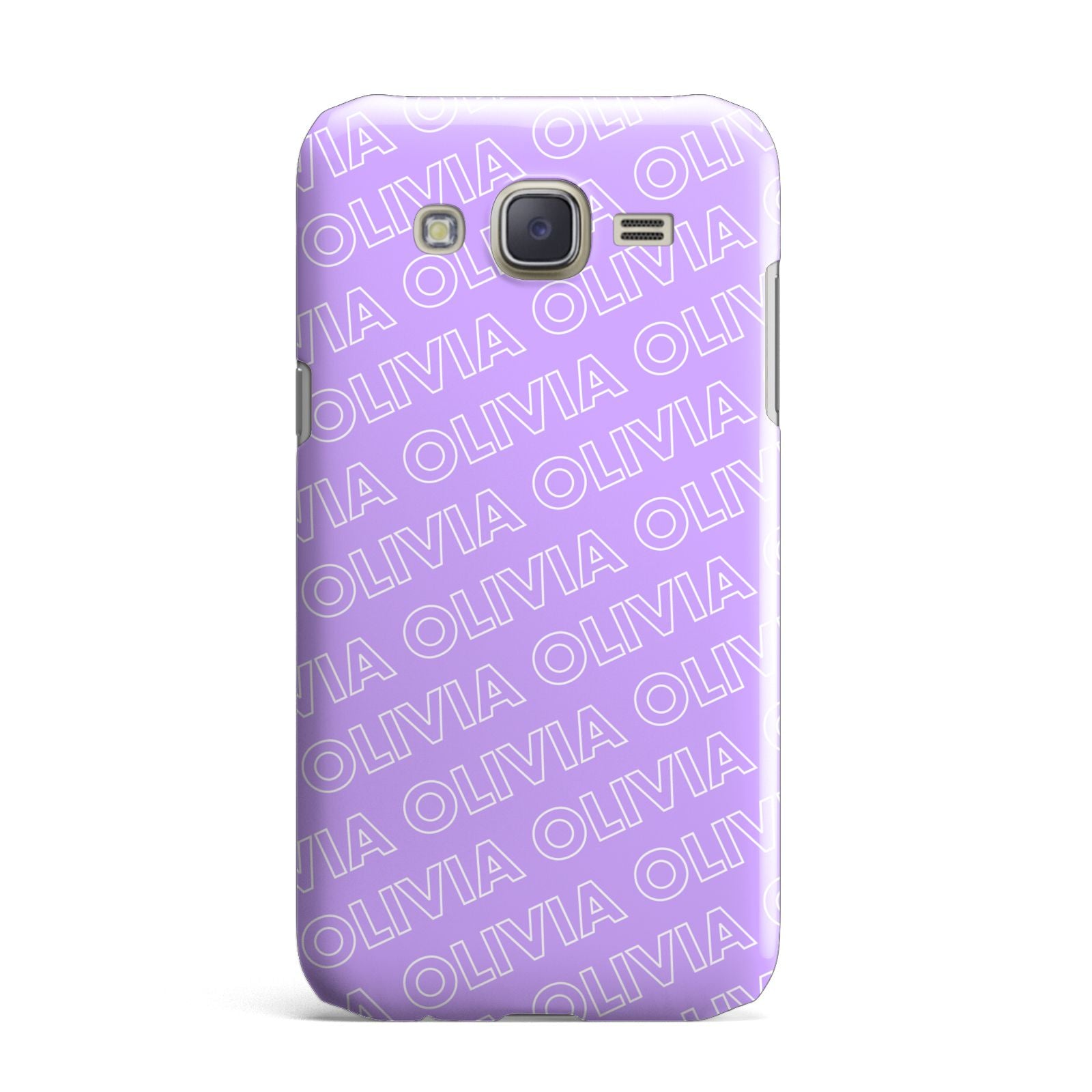 Personalised Purple Diagonal Name Samsung Galaxy J7 Case
