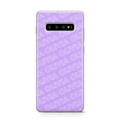 Personalised Purple Diagonal Name Samsung Galaxy S10 Case