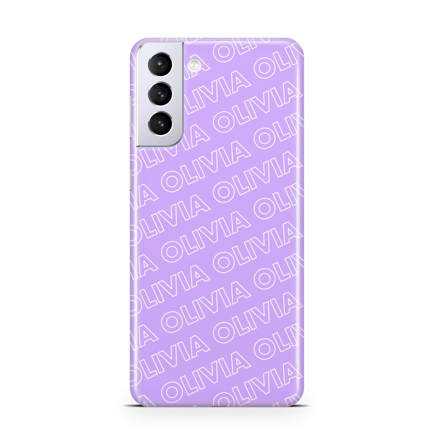 Personalised Purple Diagonal Name Samsung S21 Plus Case