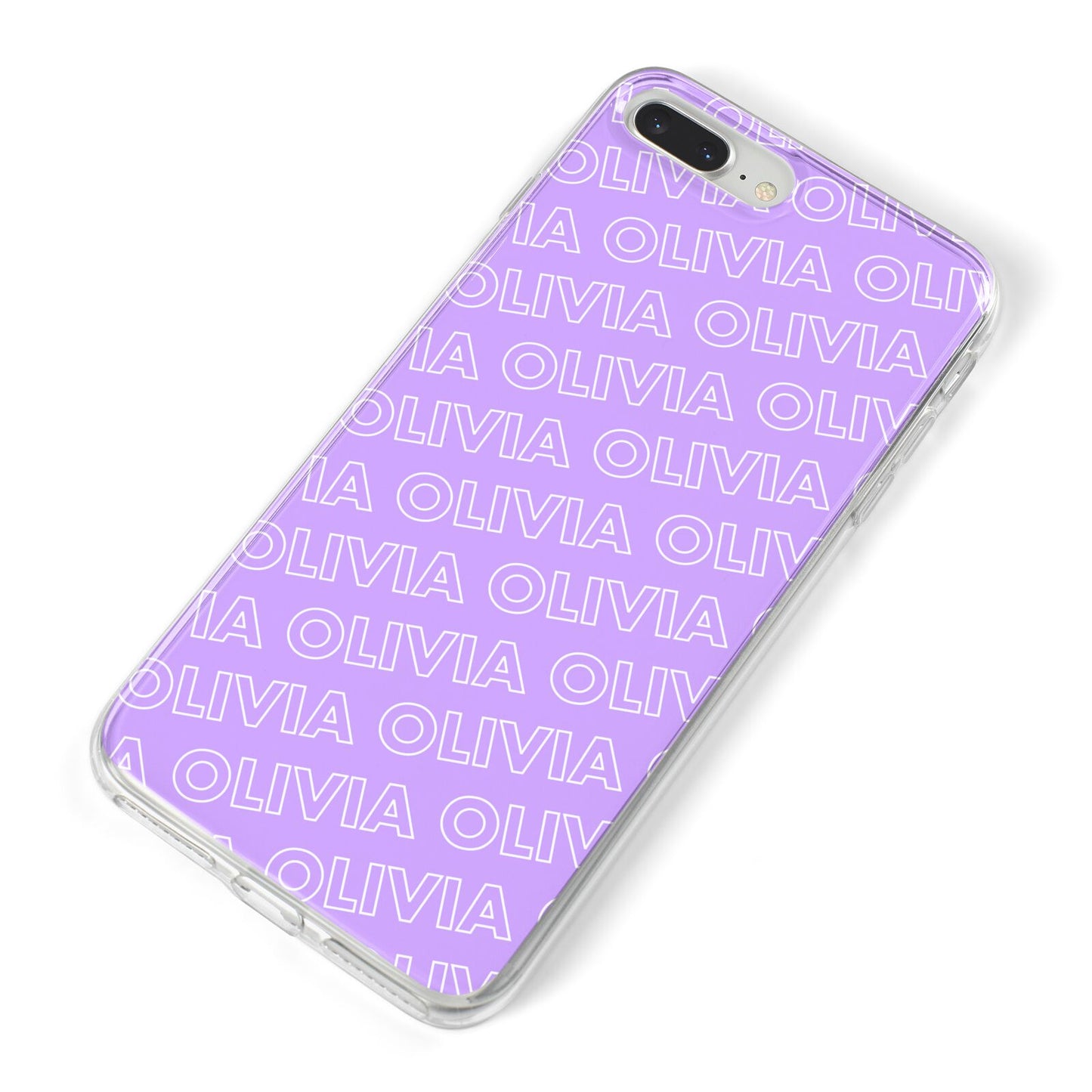 Personalised Purple Diagonal Name iPhone 8 Plus Bumper Case on Silver iPhone Alternative Image