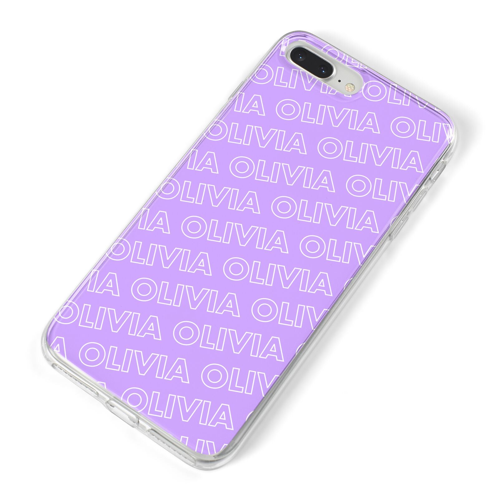 Personalised Purple Diagonal Name iPhone 8 Plus Bumper Case on Silver iPhone Alternative Image