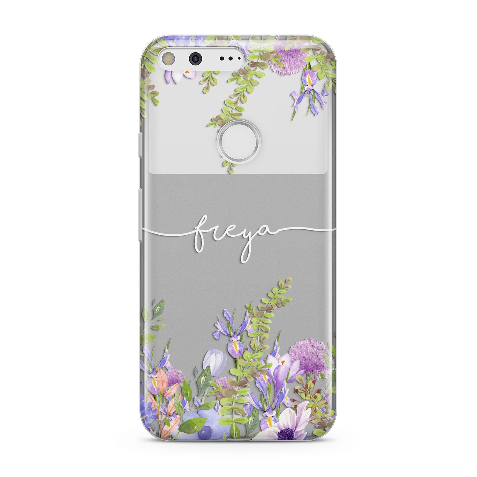 Personalised Purple Flowers Google Pixel Case