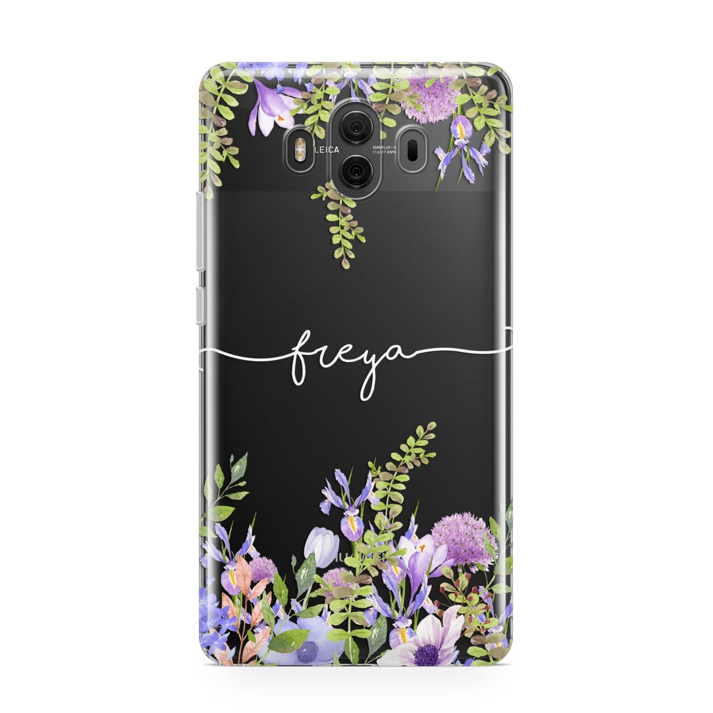 Personalised Purple Flowers Huawei Mate 10 Protective Phone Case