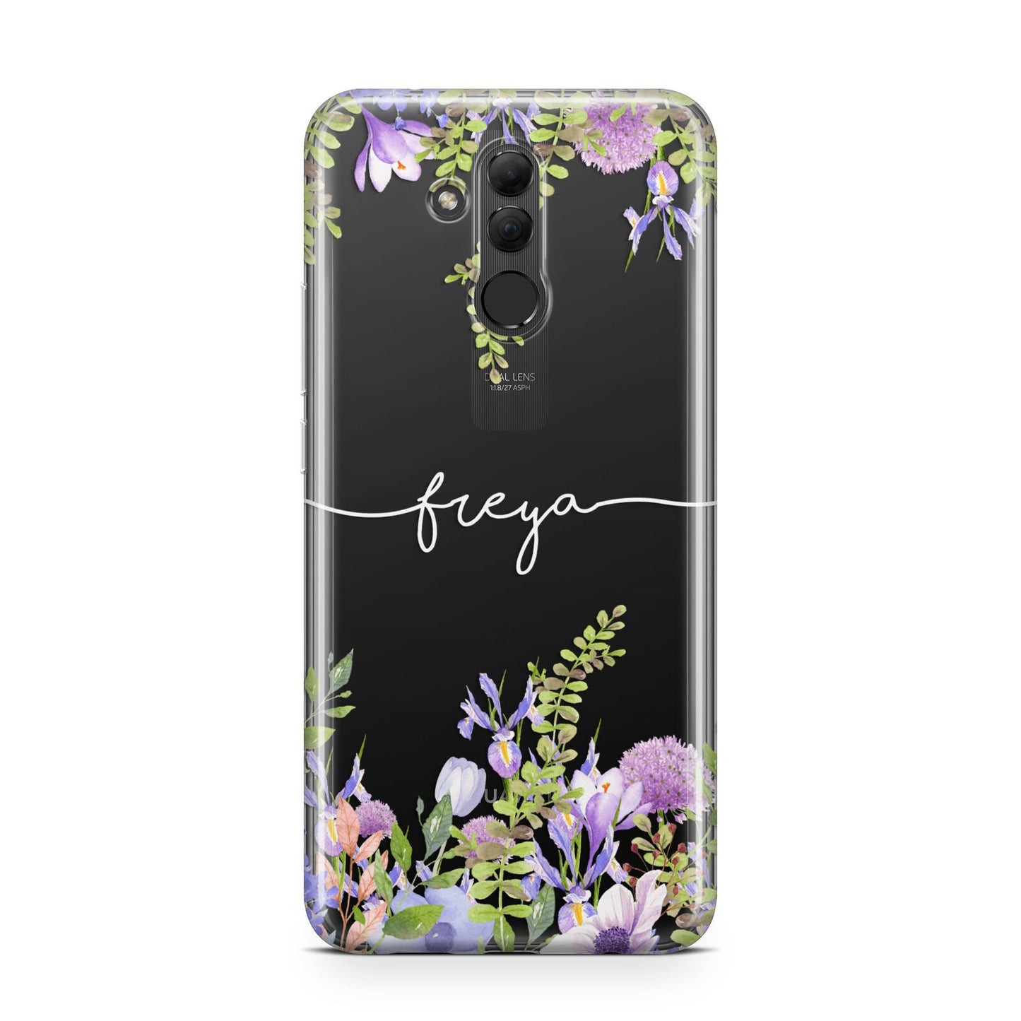 Personalised Purple Flowers Huawei Mate 20 Lite