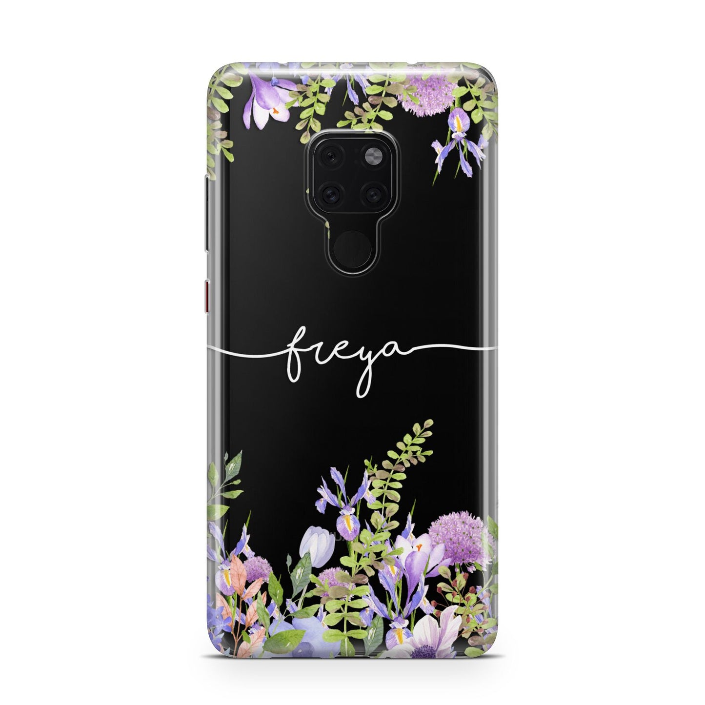 Personalised Purple Flowers Huawei Mate 20 Phone Case