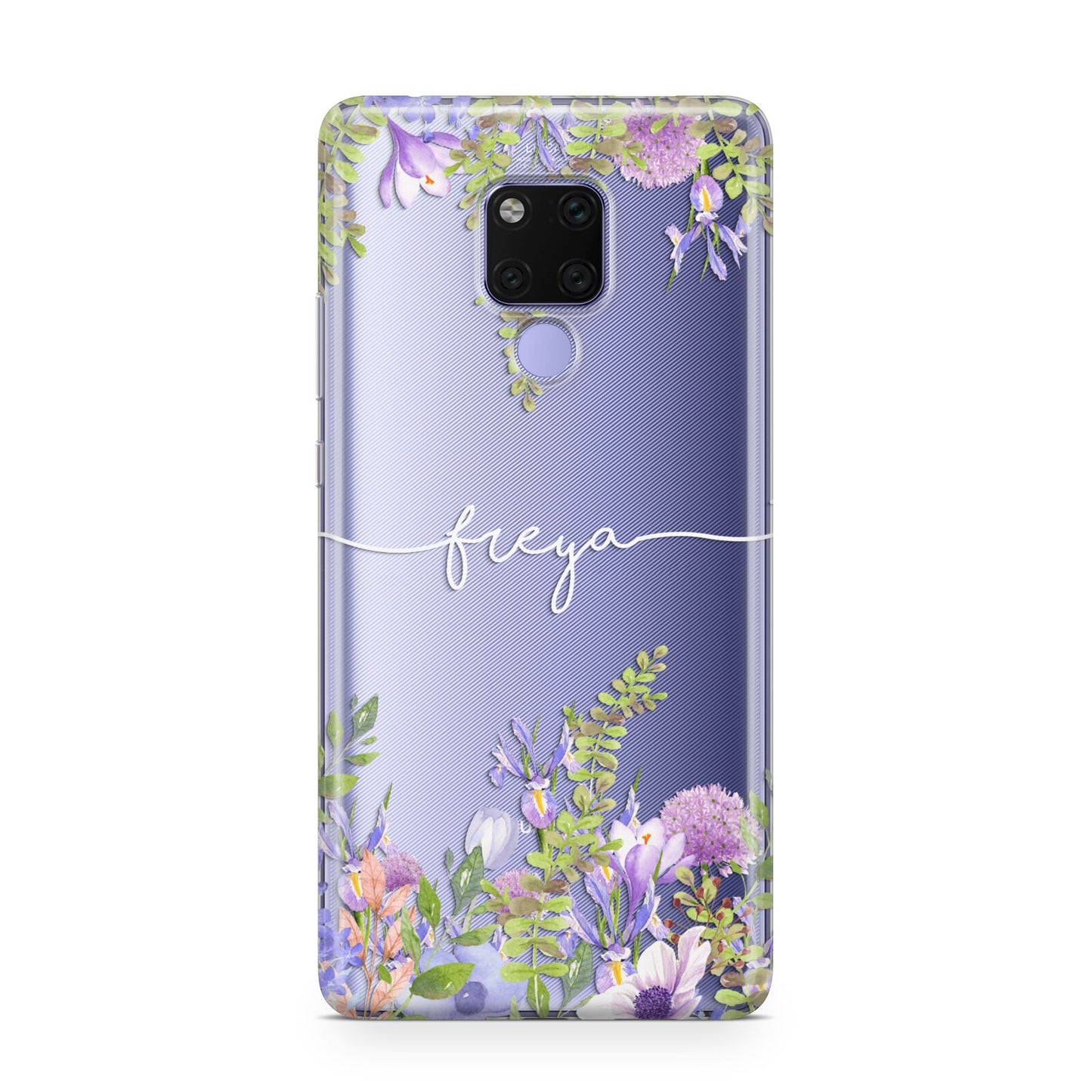 Personalised Purple Flowers Huawei Mate 20X Phone Case