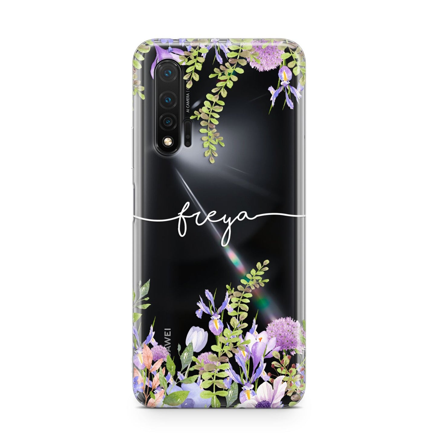 Personalised Purple Flowers Huawei Nova 6 Phone Case