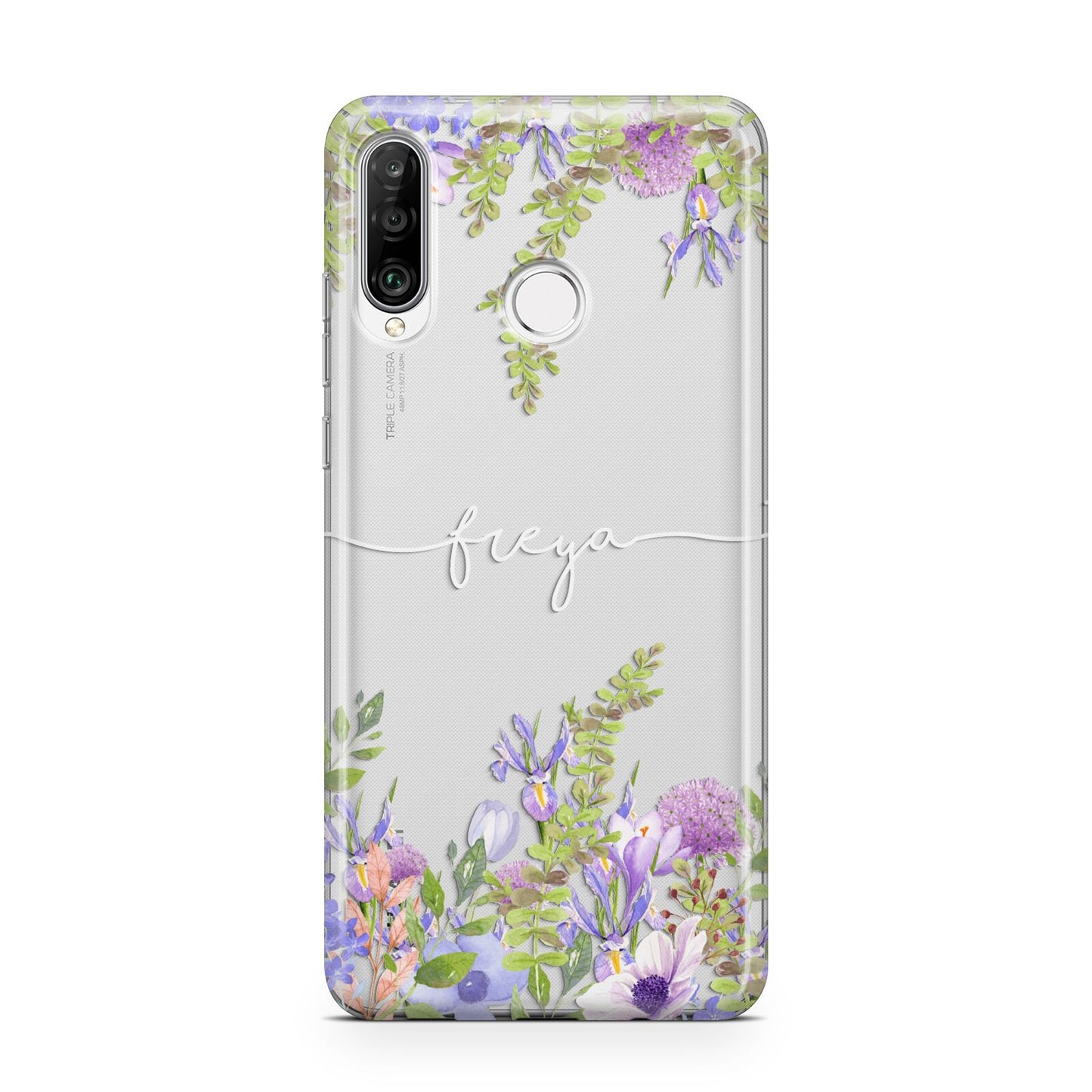 Personalised Purple Flowers Huawei P30 Lite Phone Case