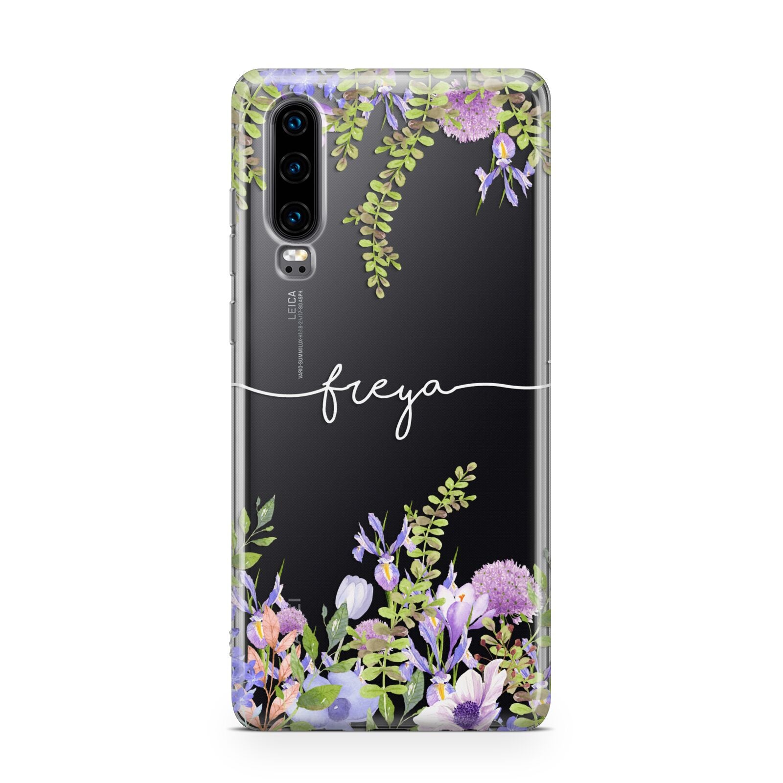 Personalised Purple Flowers Huawei P30 Phone Case