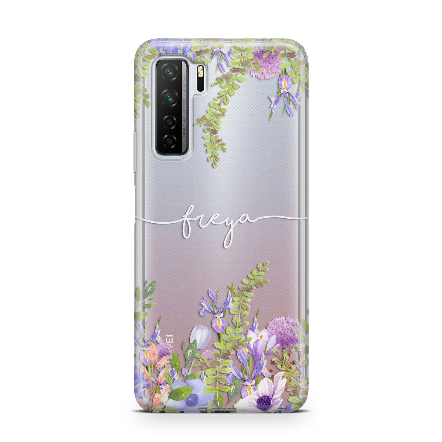 Personalised Purple Flowers Huawei P40 Lite 5G Phone Case