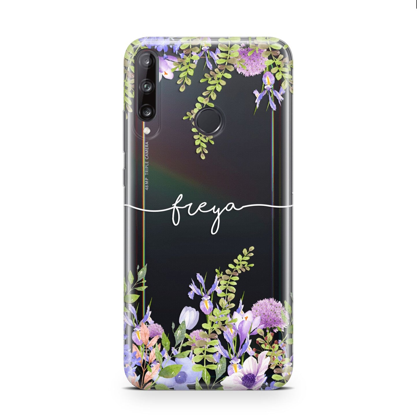 Personalised Purple Flowers Huawei P40 Lite E Phone Case