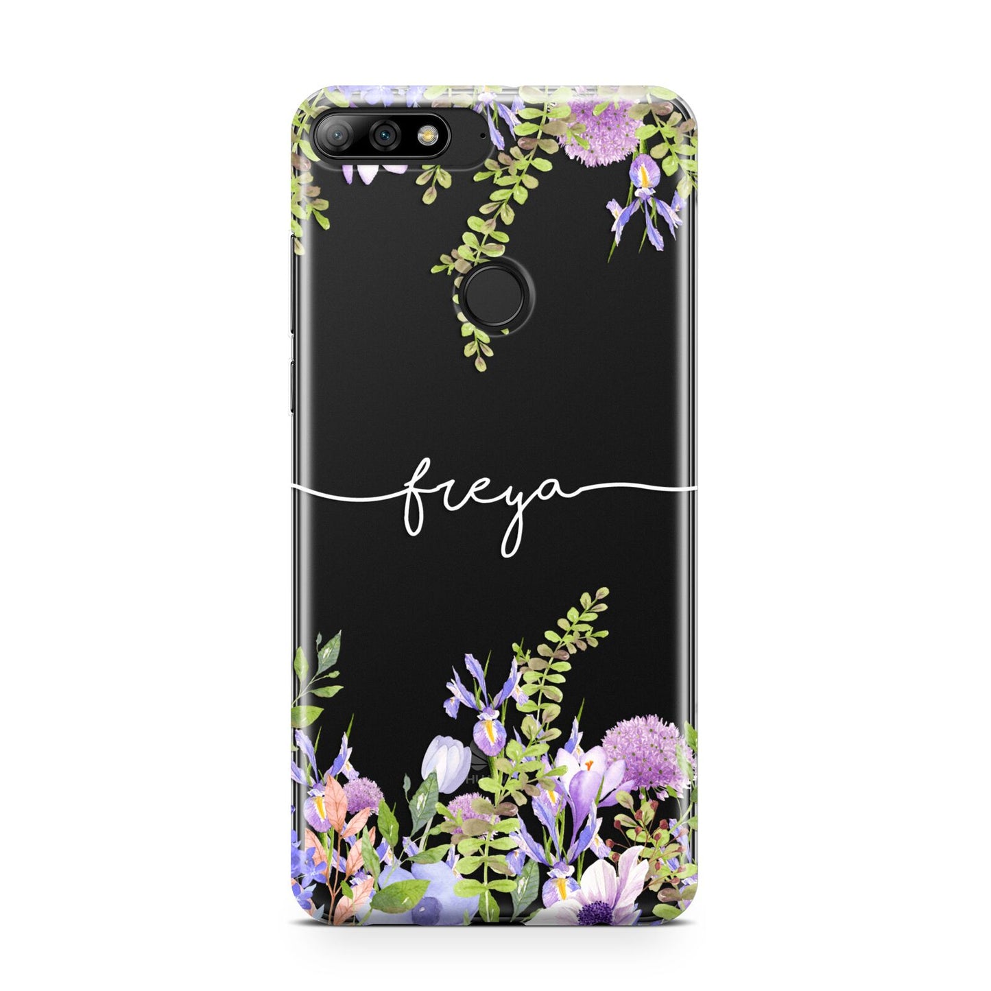 Personalised Purple Flowers Huawei Y7 2018