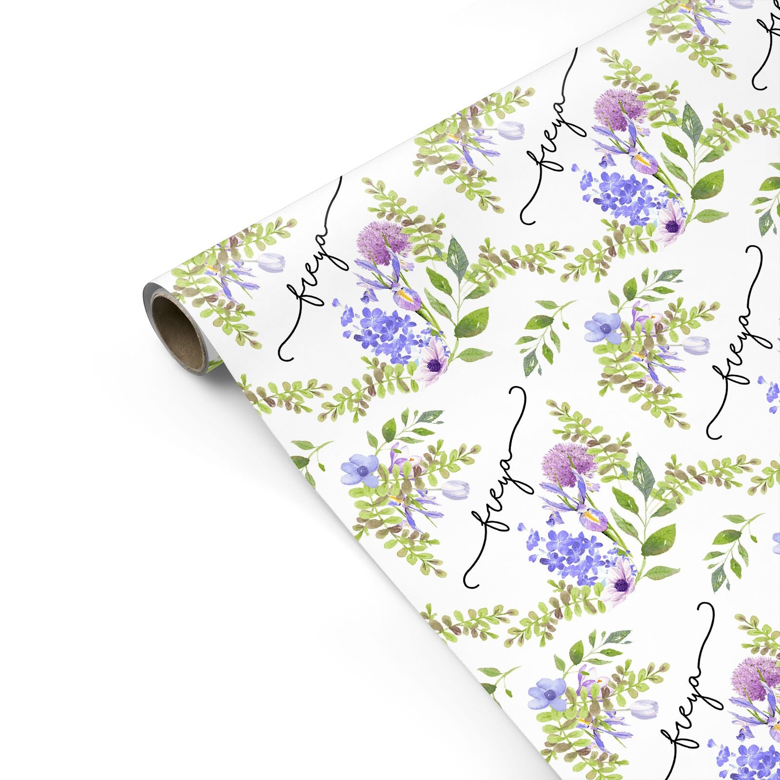 Personalised Purple Flowers Personalised Gift Wrap