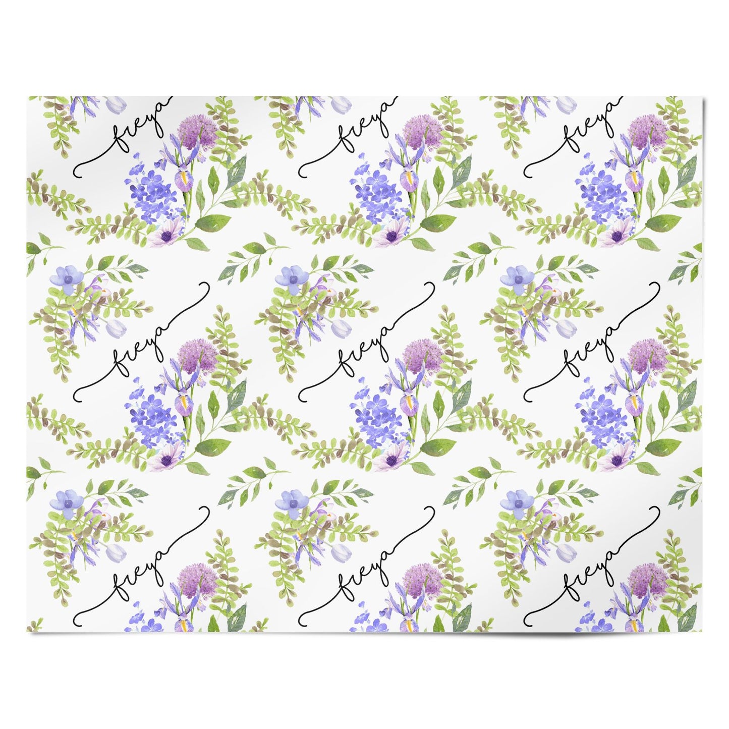 Personalised Purple Flowers Personalised Wrapping Paper Alternative