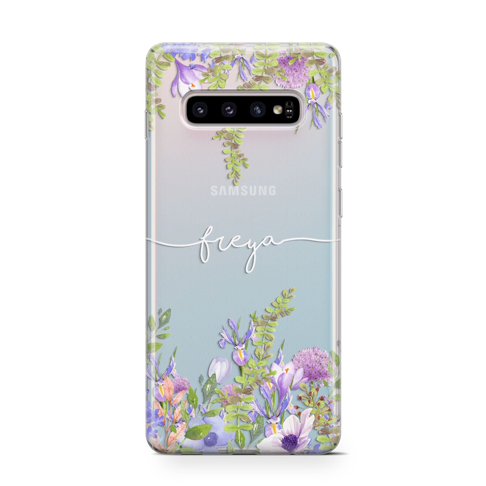 Personalised Purple Flowers Protective Samsung Galaxy Case