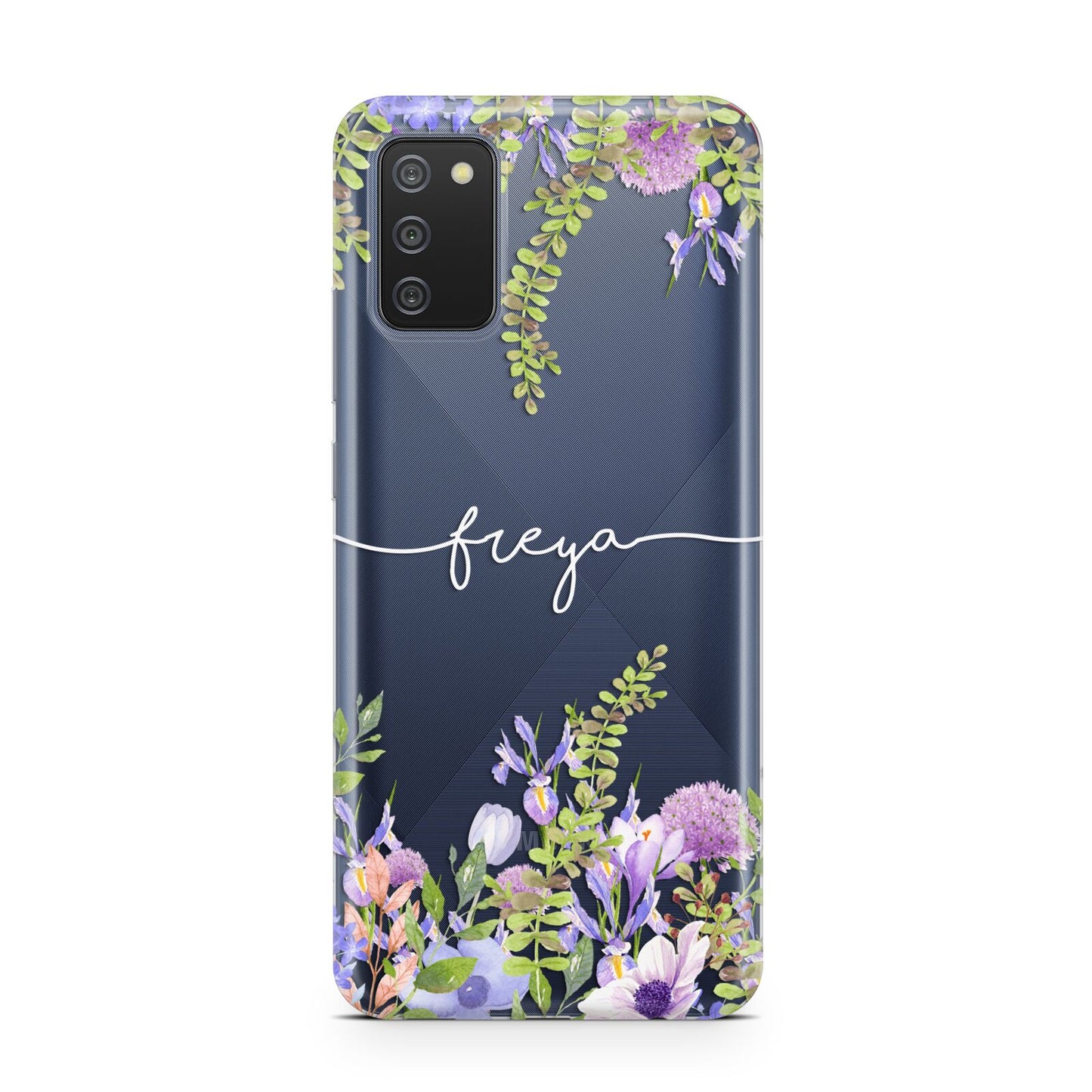 Personalised Purple Flowers Samsung A02s Case