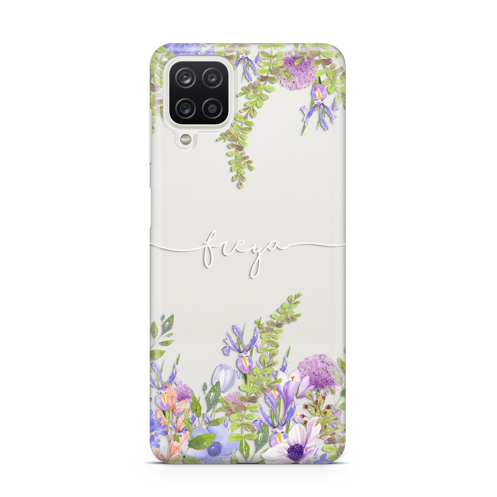 Personalised Purple Flowers Samsung A12 Case