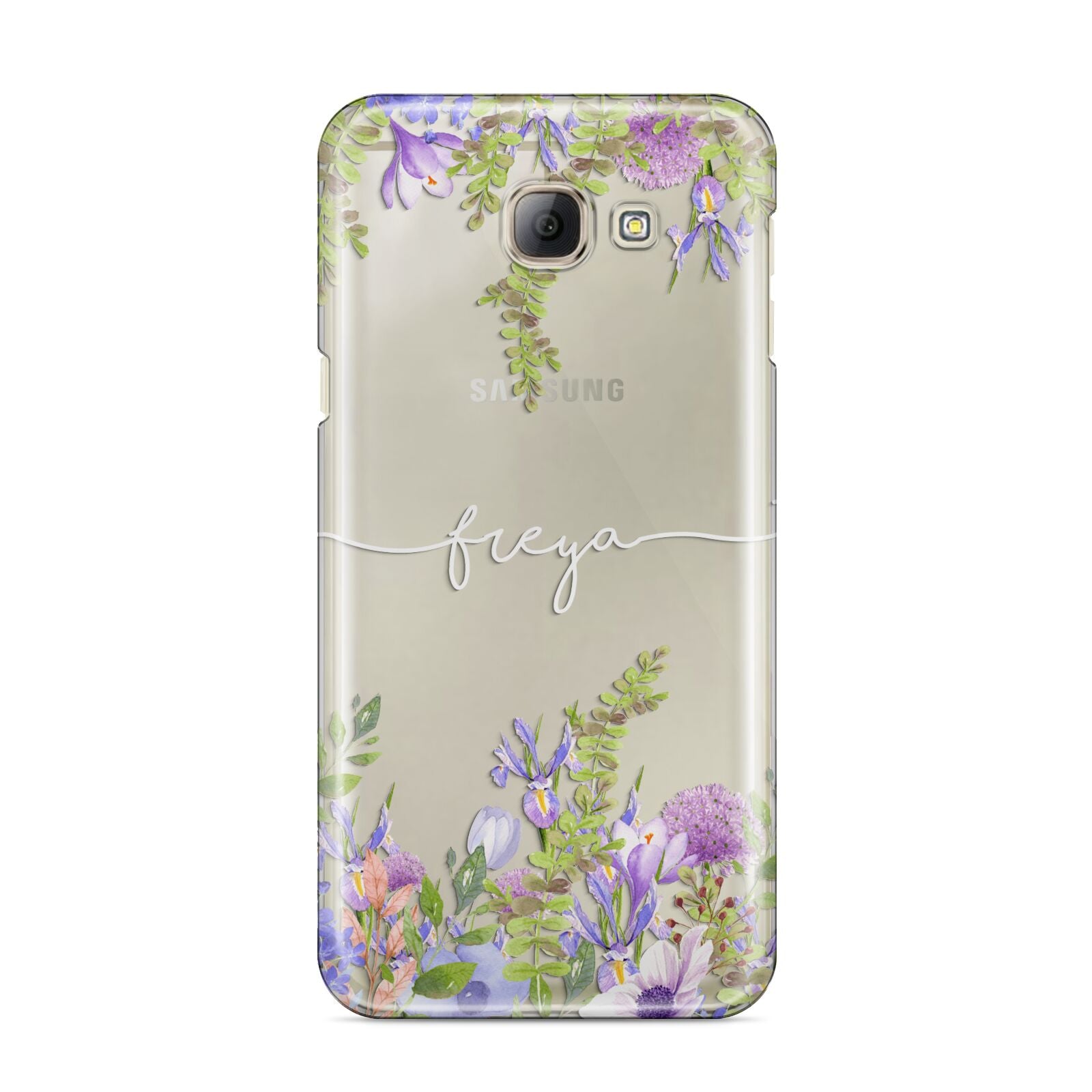 Personalised Purple Flowers Samsung Galaxy A8 2016 Case