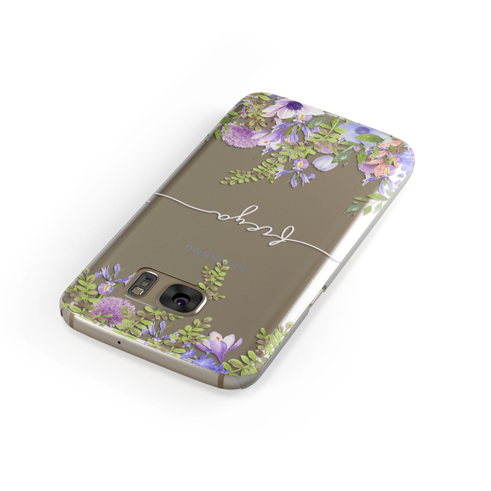 Personalised Purple Flowers Samsung Galaxy Case Front Close Up