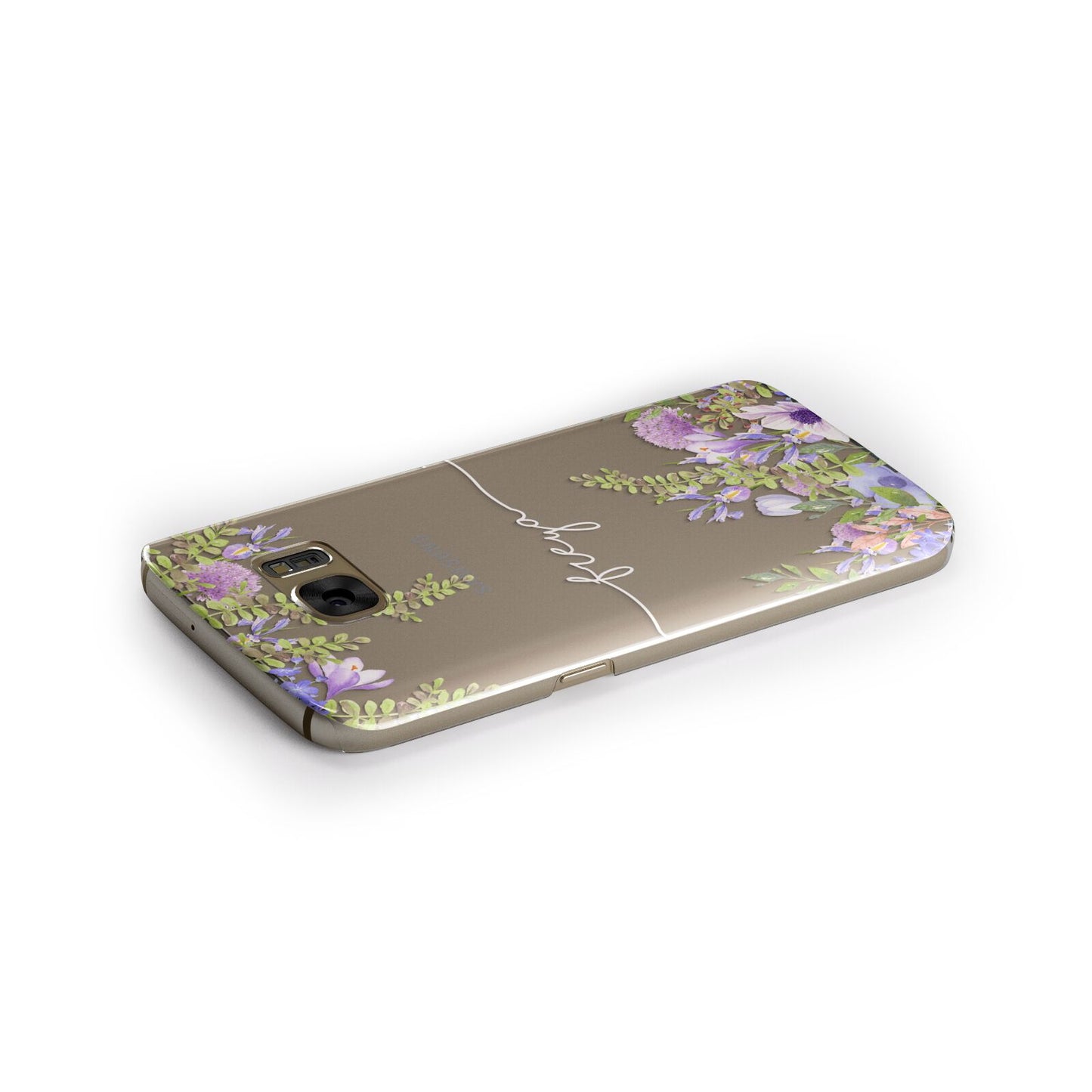 Personalised Purple Flowers Samsung Galaxy Case Side Close Up