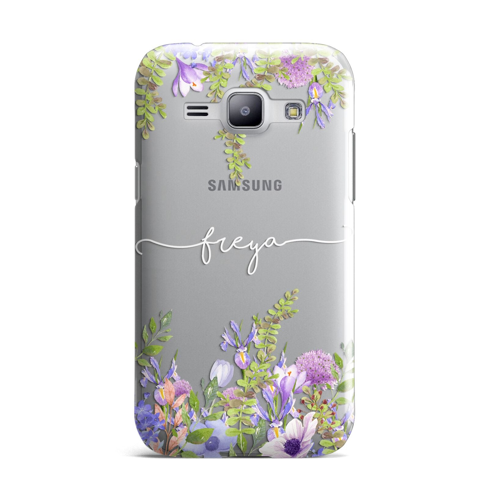 Personalised Purple Flowers Samsung Galaxy J1 2015 Case