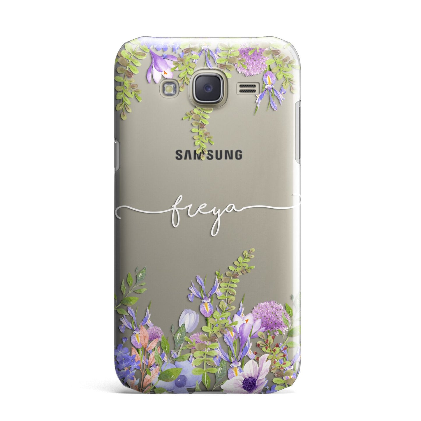 Personalised Purple Flowers Samsung Galaxy J7 Case