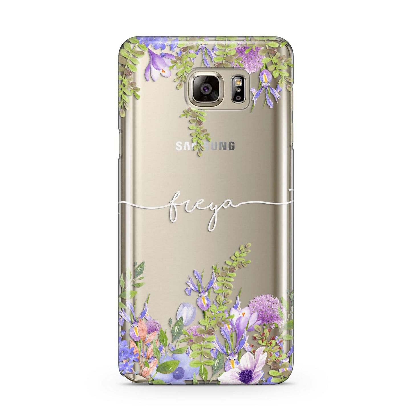 Personalised Purple Flowers Samsung Galaxy Note 5 Case