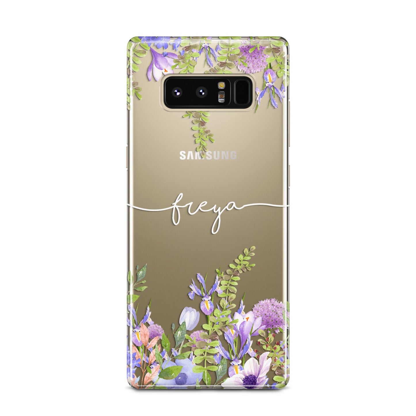 Personalised Purple Flowers Samsung Galaxy Note 8 Case