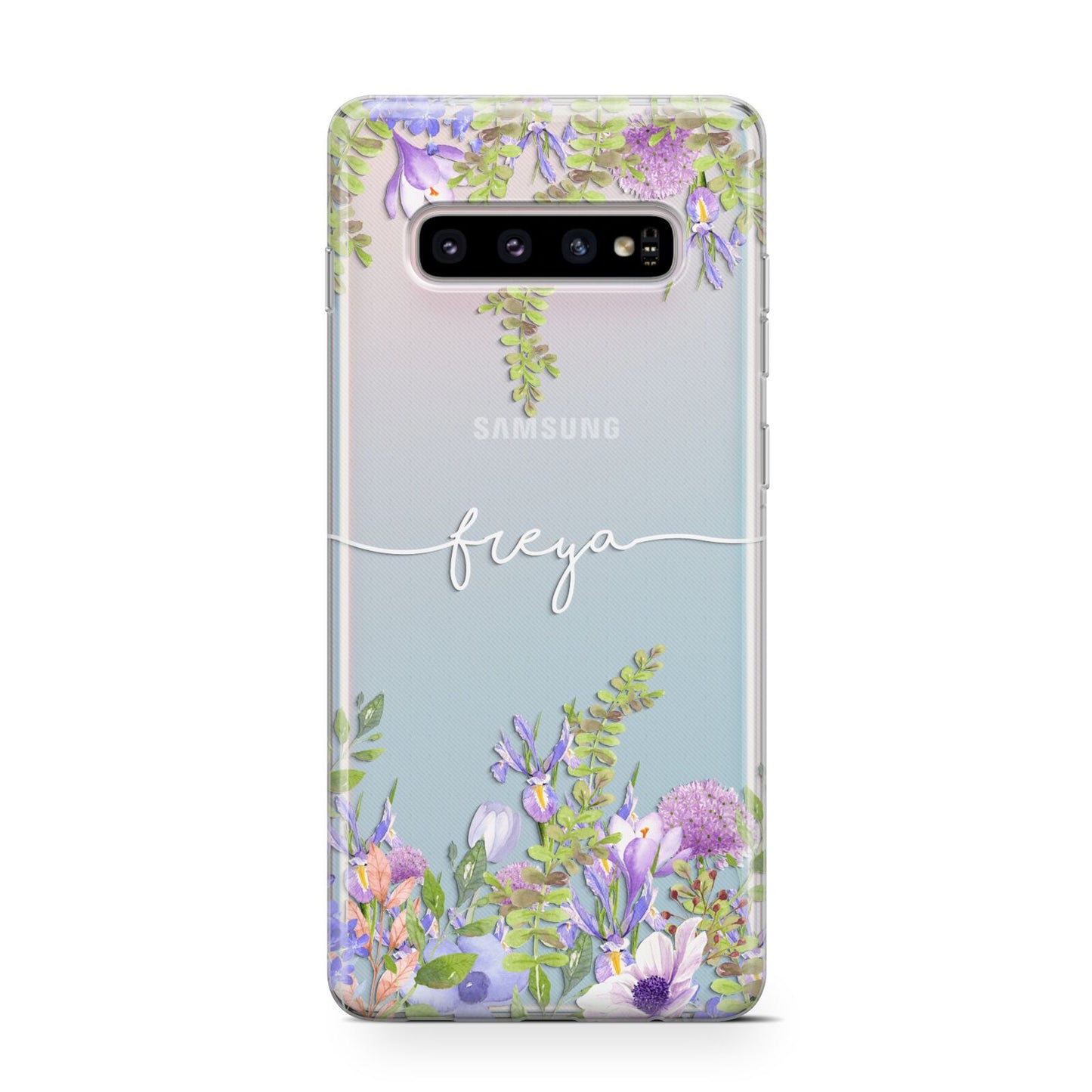 Personalised Purple Flowers Samsung Galaxy S10 Case