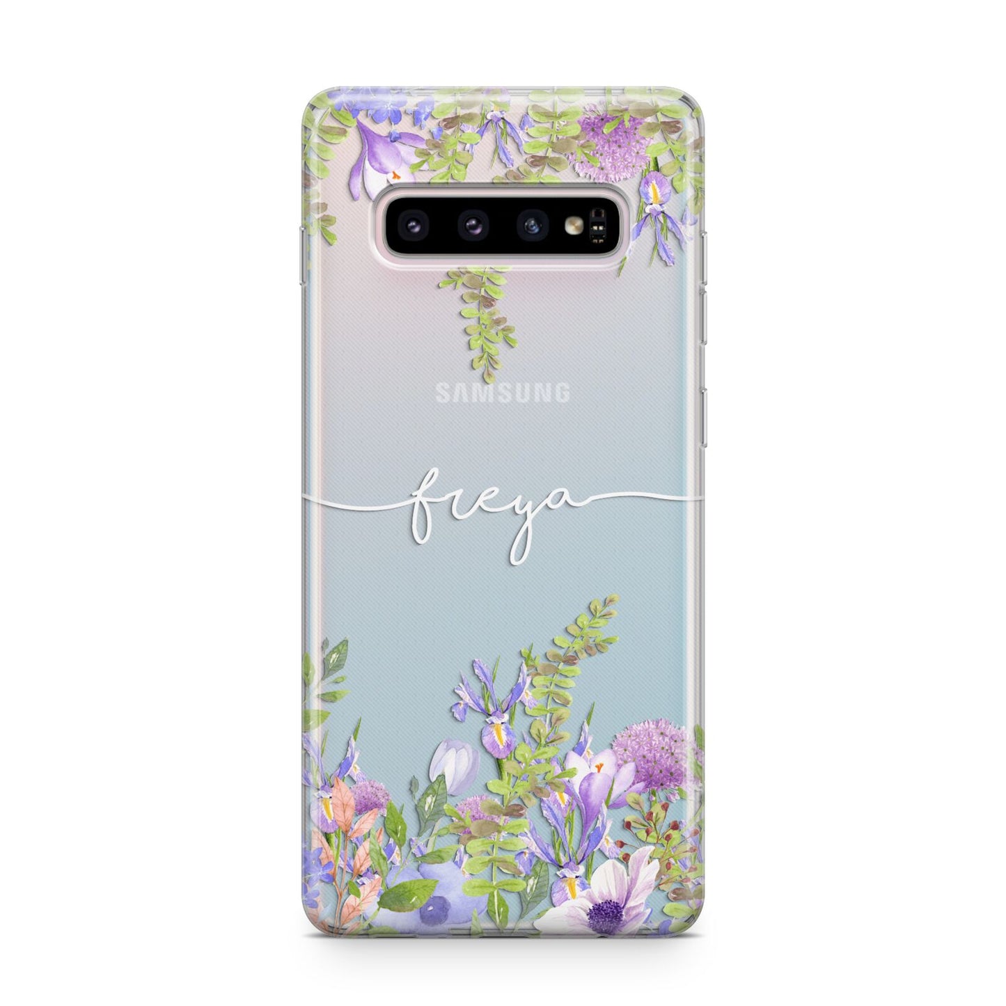 Personalised Purple Flowers Samsung Galaxy S10 Plus Case